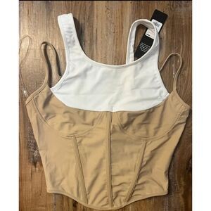 Fashion Nova Women's Small Multicolor Double Layer Corset Crop Top